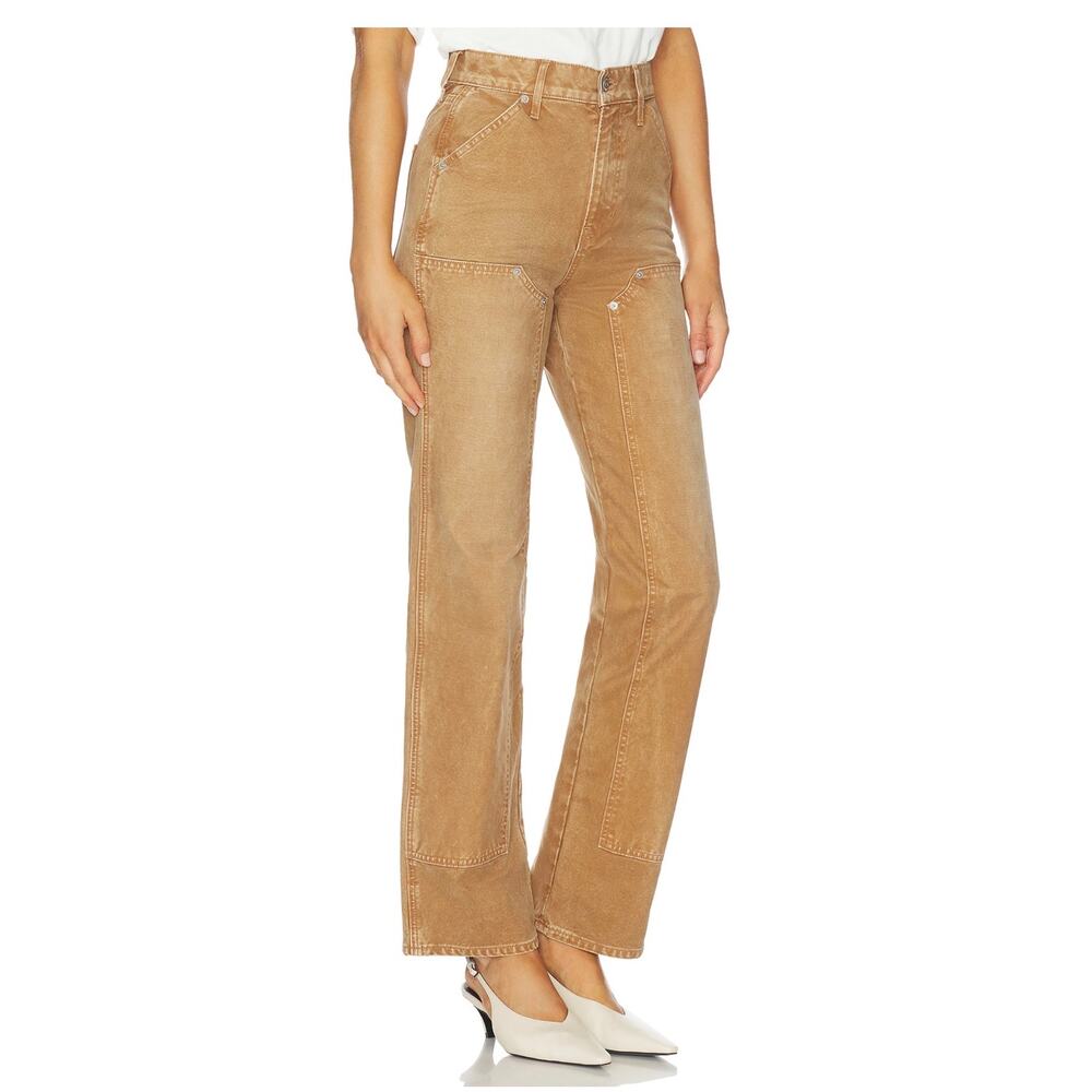 NEW Veronica Beard Dylan High Rise Straight Leg Pebble Sand Khaki Size 24 - Picture 2 of 9